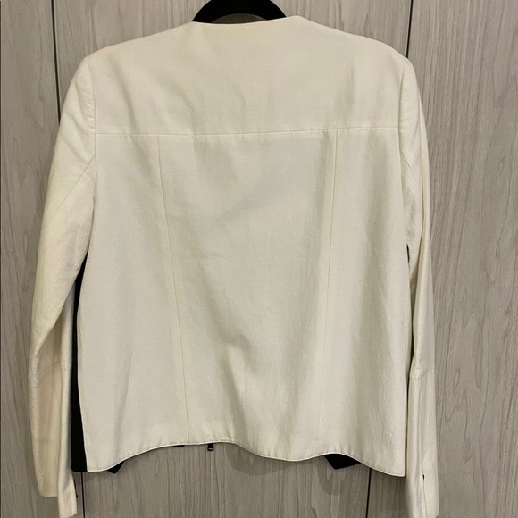 Tibi  Colorblock Moto Jacket Zip Up Long Sleeve Pockets Black/White - Picture 5 of 5